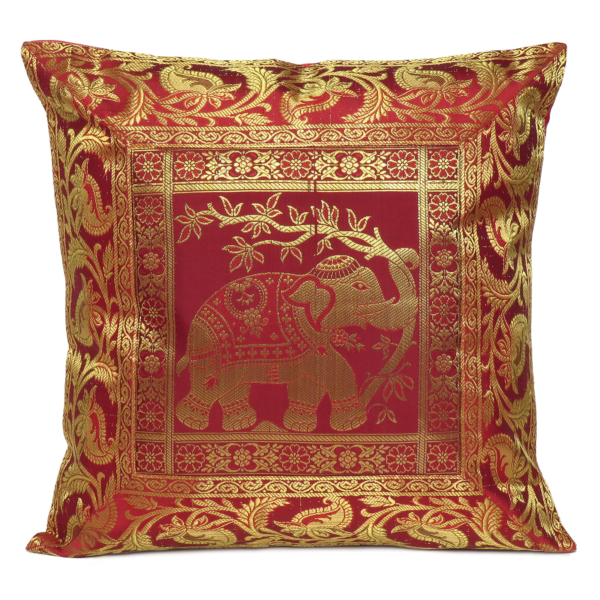 Solid Throw Sofa Pillow Case Art Silk Brocade Bed Cushion Cover for Living Room 