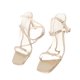 thumbnail image 4 of Mujeres cuadrado punta abierta tacón alto moda elegante mujer baile cadena cuadrado dedo del pie zapatos oro 36, 4 of 8