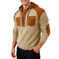 thumbnail image 5 of Men’s Sweatshirts Long Sleeve Pullover Patchwork Plaid Hoodie Casual Top, 5 of 5