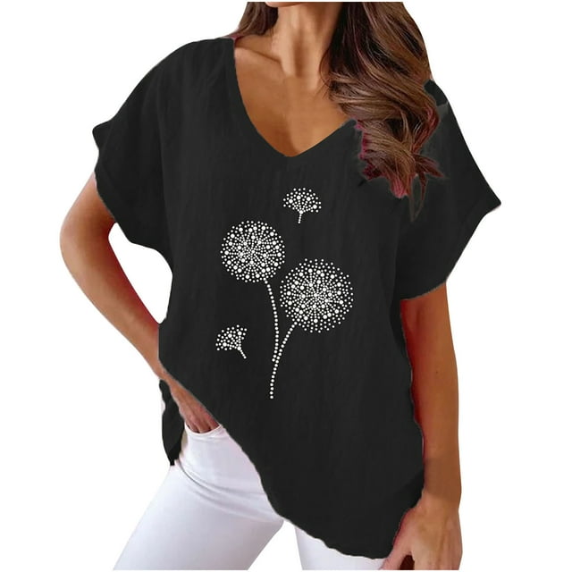 Birdeem T-Shirts à Col en V pour Femmes Mode Confortable Blouses Féminines Hauts