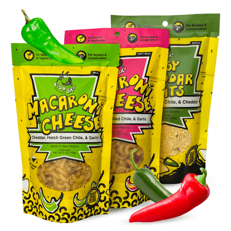 Just add water Hatch Chile Grits, Mac and Cheese by FishSki Provisions - Multi Recipe Pack (12 x 6oz Packs 72 ounces Total)
