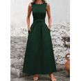 thumbnail image 4 of Summer Maxi Dresses for Women Elegant Sleeveless Tie Waist Casual Dress Crewneck A Line Tank Long Dress Guest Dress, 4 of 6