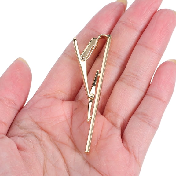 KALLORY Tie Clip For Men - Golden Metal Necktie Clasp - For Weddings Business Conferences Wedding Party - Tie Bars Fashion Accessories