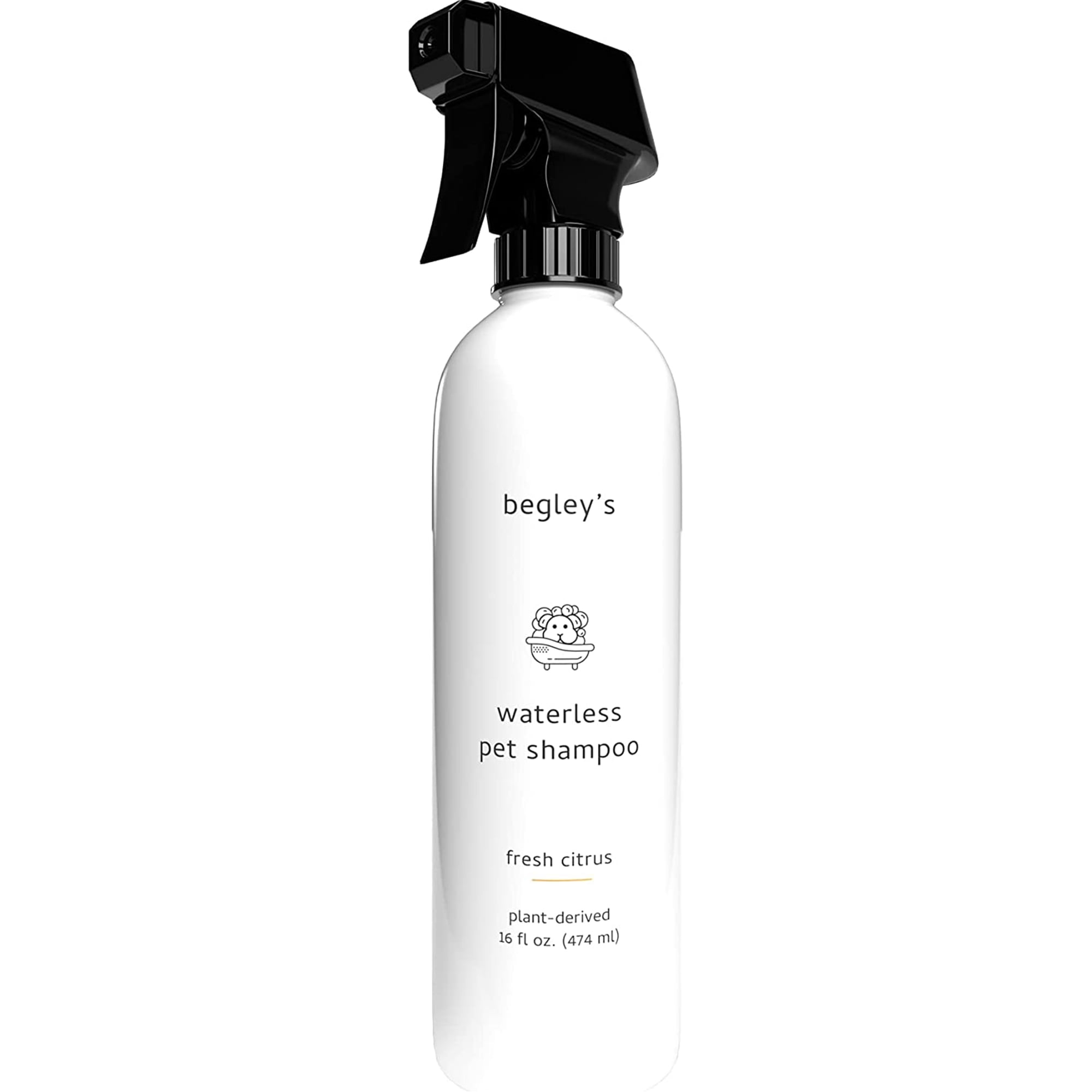 Begley’s Natural No Rinse Waterless Pet Shampoo, Bathless Cleaning, Deodorizing, and Odor Removal for a Shiny, Fresh Smelling Coat - Effective for Dogs, Puppies, and Cats - Fresh Citrus Scent