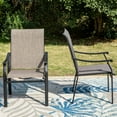 thumbnail image 5 of SUMMIT LIVING 7-Piece Outdoor Patio Dining Set, 350 LB Capacity Textilene Chair & Large Round Table with Umbrella Hole for 6 Person, Black & Brown-Gray, 5 of 13