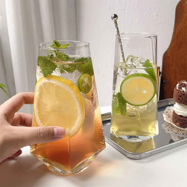 Glass Cups, Rhombic Shape Drinking Glasses Ice Coffee Bottle Glasses Fruit  Juice Cup Water Glass Great for Soda Cocktail Beer Whiskey 500ml -  Walmart.com