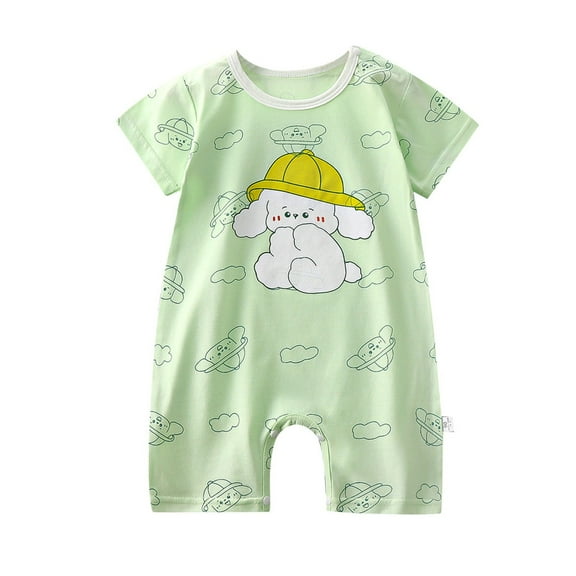 KAOOCXU Boys Girl Comfort Onesie Cartoon Animal Printed Short Sleeve O-Neck Romper Cotton Jumpsuit For 1-18 Months Skin Friendly Lightweight Home Clothing