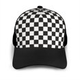 thumbnail image 3 of Naloa Black and White Checkerboard Adult adjustable Print Baseball Hat, Patchwork curved brim baseball capfor Men and Women, One Size, 3 of 5