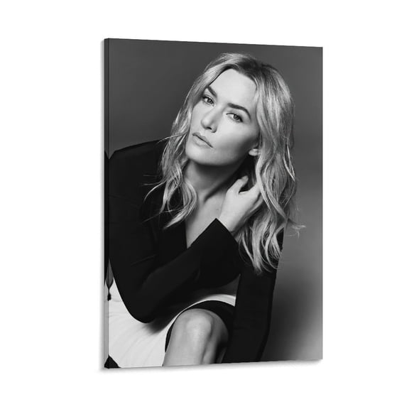 English Actress Kate Winslet Black And White Poster 1 Poster Cool Artworks Painting Wall Art Canvas Prints Hanging Picture Home Decor Posters Gift 12x18inch(30x45cm)
