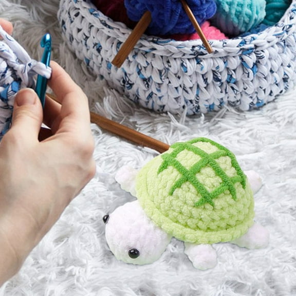 YOHAVEN Mini Crochet Turtle Figurine 2.7" Yarn Plush Doll Handmade Ornament for Birthday Gift Desk Shelf Decoration Turtle Lovers Collectible Home Decor