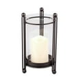 thumbnail image 1 of Gerson 41550 - 10.5" Black Metal Lantern with Glass Cylinder Wavy Edge Battery Operated LED Candle Light with Timer, 1 of 1