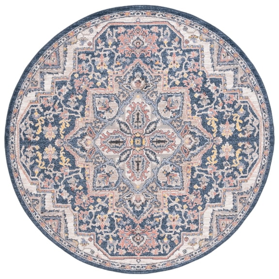 SAFAVIEH Astoria Tobin Oriental Area Rug, Blue/Beige, 6'7" x 6'7" Round