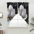 thumbnail image 2 of Swag Valance Curtains for Windows, Elegant Flowers Light Filtering Kitchen Curtains with Rod Pocket, Spring Botanical Blossom Floral Black Window Treatment Valances for Living Room, 28x36 - 2 PCS, 2 of 9