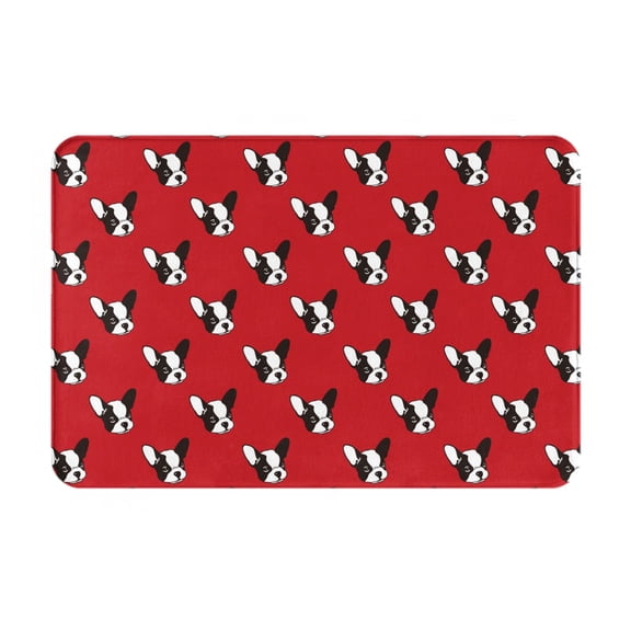 Gaeub Bulldog Red Print Door Mat with Heavy Duty Backing,Welcome Mats for Entryway, Flannel Anti-Slip Doormat, Garge Porch Entryway Mat,16x24in Outdoor Indoor Welcome Mat