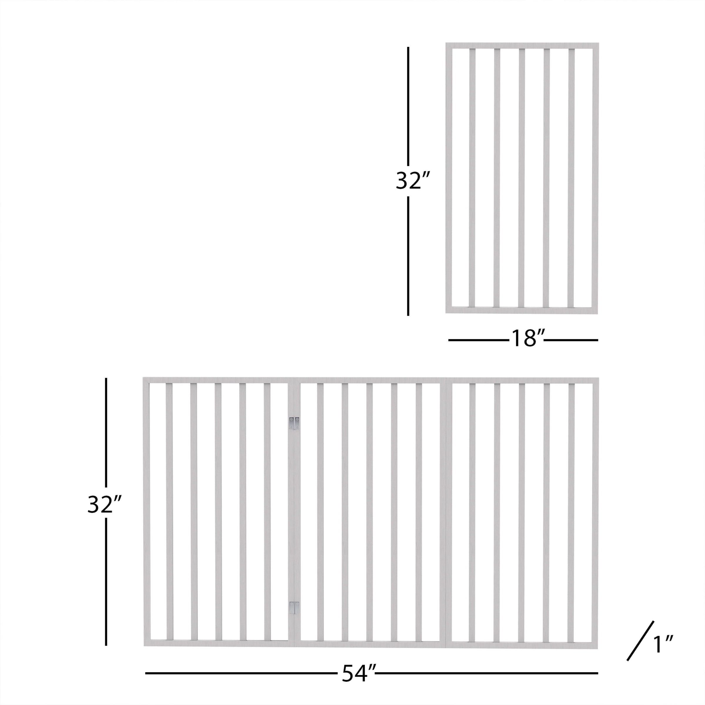32"H Freestanding Wooden Pet Gate, 3 Panel, White