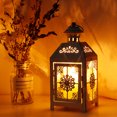thumbnail image 3 of Decorative Medium Metal Outdoor Candle Lantern with Tempered Glass (White), 3 of 12