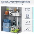 thumbnail image 5 of ECOPATIO Premier Tall 4.3 x 5.6 ft Resin Outdoor Storage Shed, Vertical Tool Storage Shed with Shelving Brackets for Patio Pool Lawn Garden, Grey White, 5 of 8