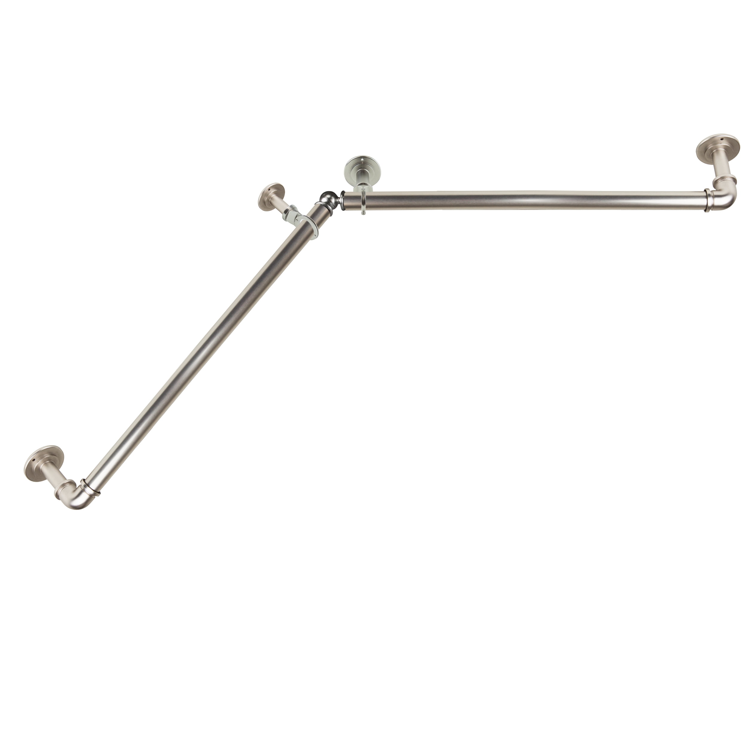 1" Dia Adjustable 28" to 48" Blackout Corner Curtain Rod in Satin Nickel