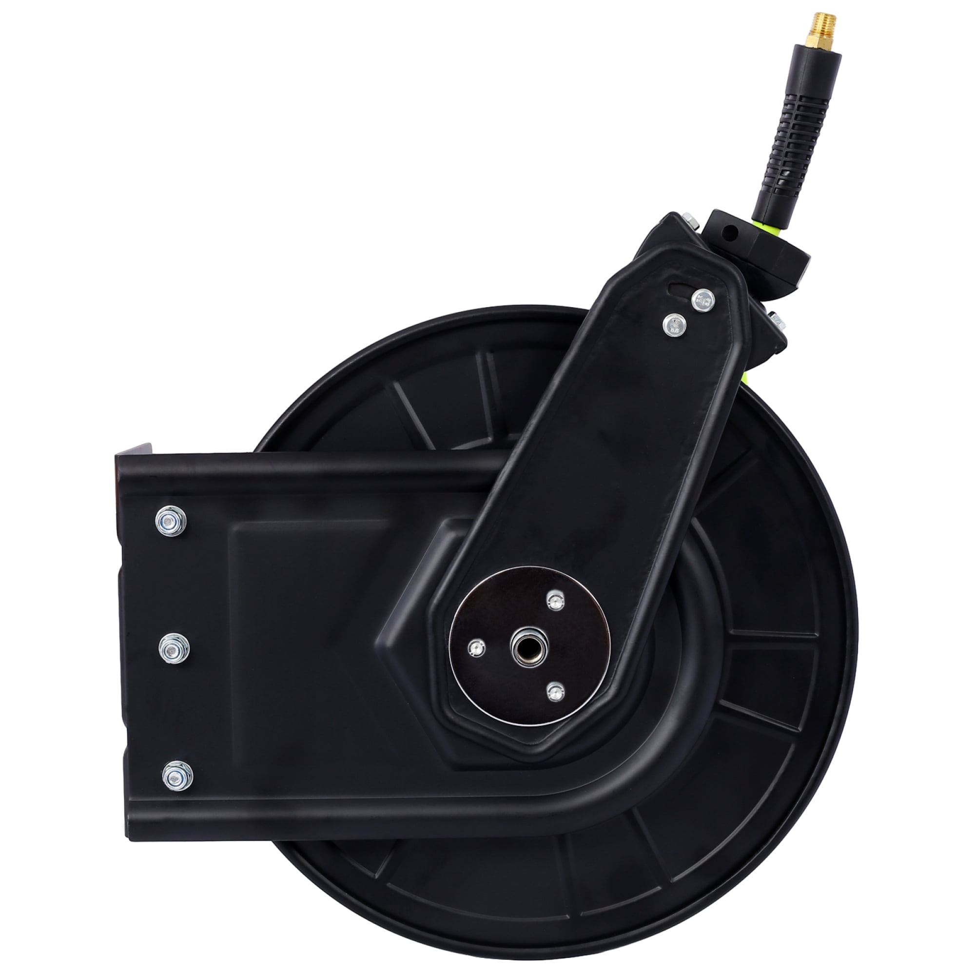 Retractable Air Hose Reel with 3/8 Inch x 50 FT Hybrid Hose, 300 PSI, Heavy Duty Steel Construction, Black