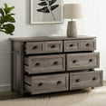 thumbnail image 4 of Odette 52" 6-Tiroir Tasse Poignée Encadrée Chambre Commode en Lavage Gris, 4 of 5