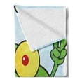 thumbnail image 2 of Frogs Soft Flannel Fleece Throw Blanket, Whimsical Graphic Funny Animal with Peach Hand Sign, Cozy Plush for Indoor and Outdoor Use, 50" x 70", Lime Green Baby Blue, by Ambesonne, 2 of 5
