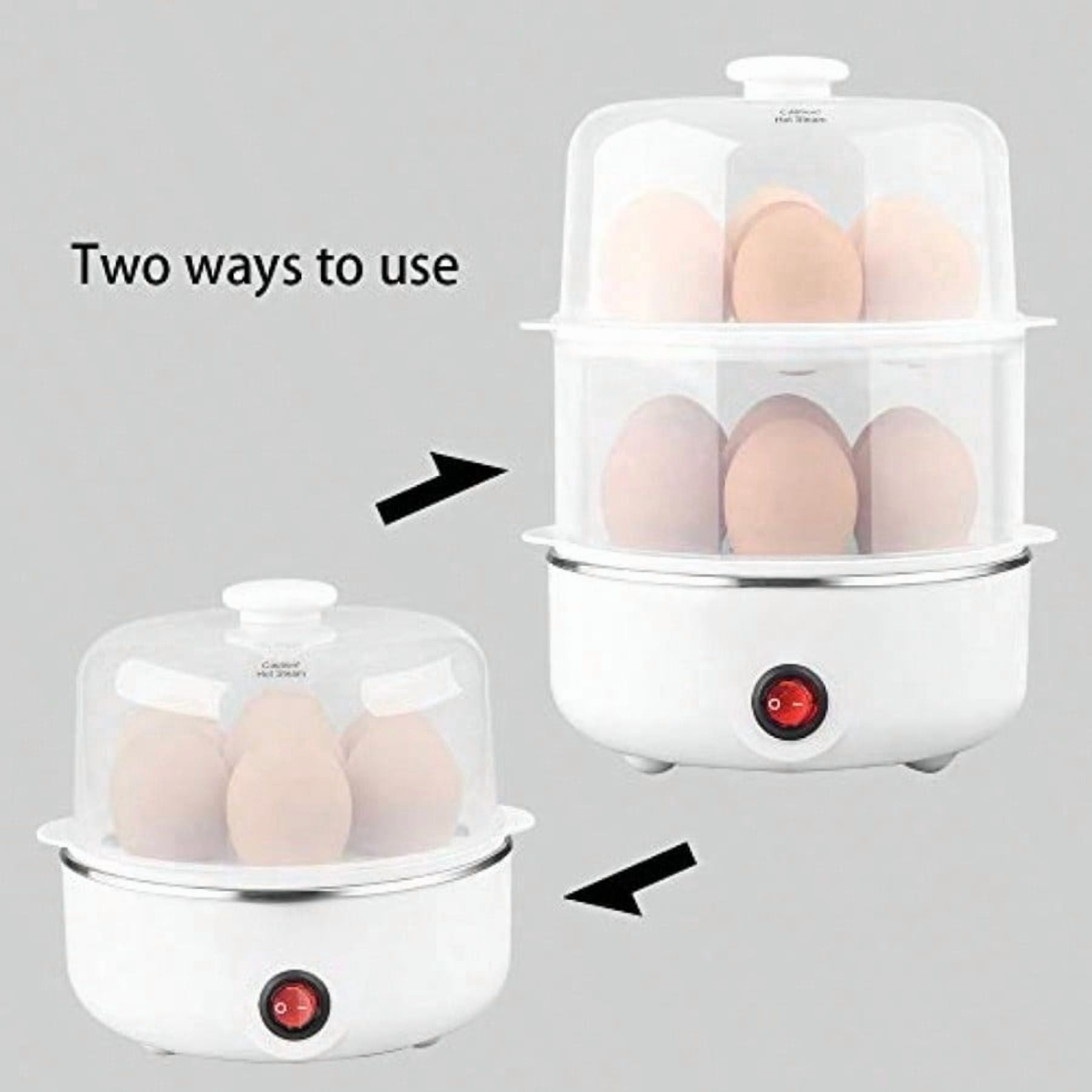 2-tier Egg Cooker Large 14 Eggs Capacity Electric Rapid Egg Maker Auto Off for Hard Boiled Eggs Poached Eggs Steamed Vegetables Seafood Dumplings