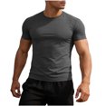 thumbnail image 2 of Ceisia Men's Compression Short Sleeve T Shirt Reflective Detail Quick Dry Athletic Workout Top Dark Gray L Gifts for Father, 2 of 8