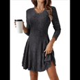 thumbnail image 1 of Vestido de Suéter de Larga, Vestido de Otoño, Cuello Redondo, Cintura Alta, Vestido Ajustado, Vestido Casual para Mujer Gris Oscuro S, 1 of 7