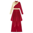 thumbnail image 5 of Jowowha Women Praise Dance Outfits Metallic Patchwork Worship Dancewear 2pcs Wide-Leg Pants Burgundy XXL, 5 of 7