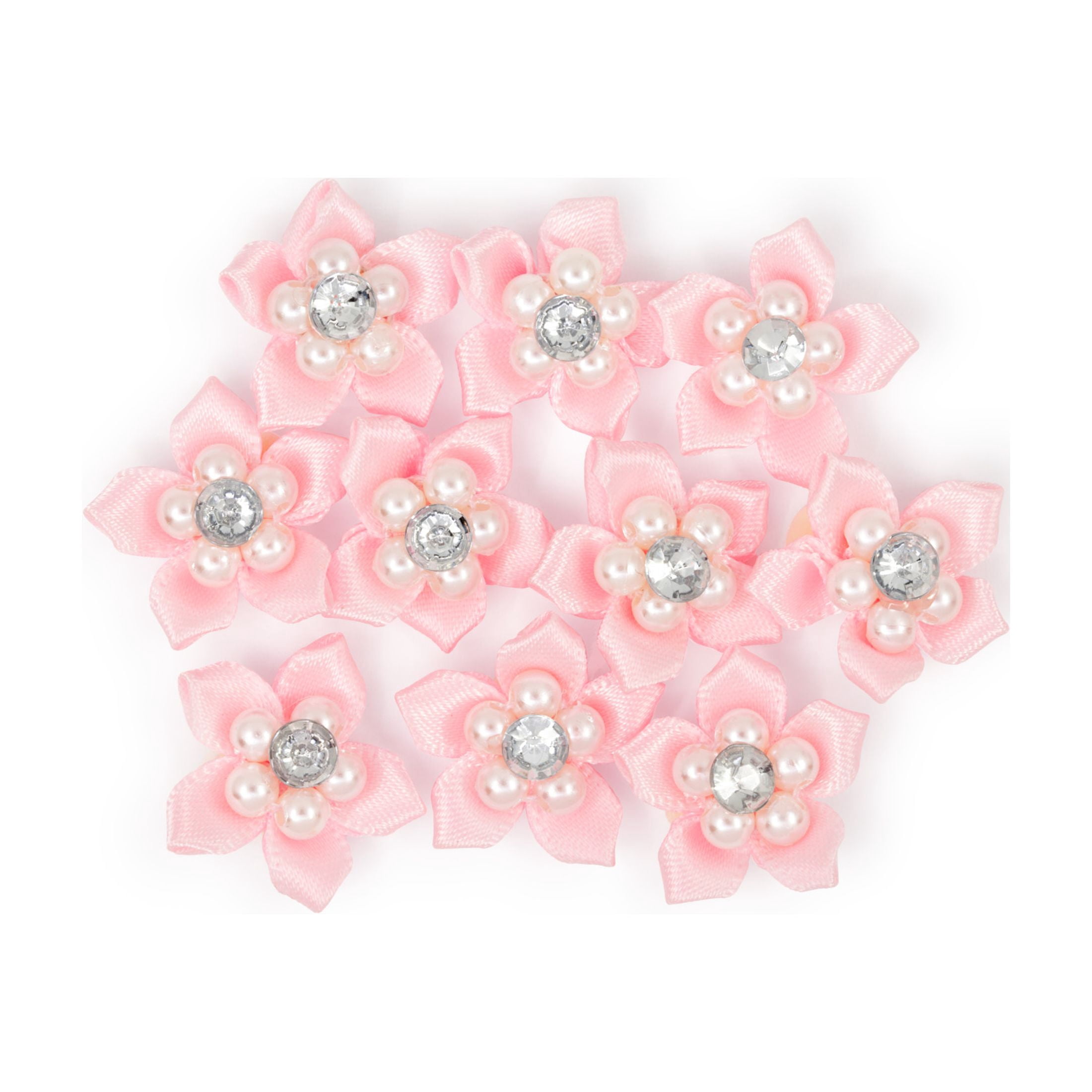 Hello Hobby Accessory Flowers with Gem, Pink, 10 piece