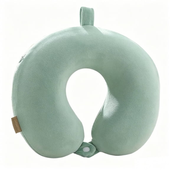 OFEFE Green Memory Foam Neck Pillow for Airplanes, Cars, and Home Recliners, 100% Pure Memory Foam, Soft and Adjustable Head Support