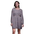 thumbnail image 1 of Bimba Purple Leaves & Dahlia Floral Floral Print Button Down Long Sleeve Midi Dress Women Clothing-X-Large, 1 of 7