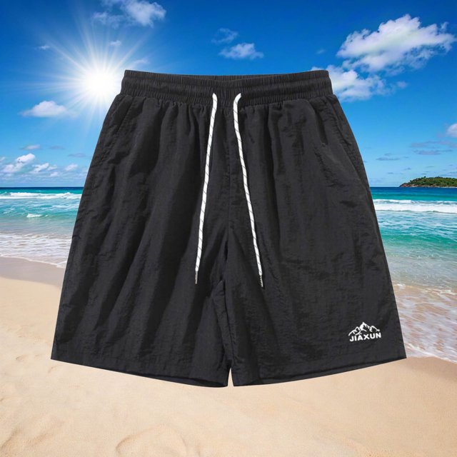 Styesk Mens Shorts Men Solid Color Casual Fashion Loose Drawstring Pockets Exercise Beach Shorts Pants