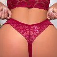 thumbnail image 4 of TSADFHJI sous-Vêtements pour Femmes Bikini en Coton Logo Personnalisé Taille Basse Tangas Rayés Bikini Invisible Strings Personnalisés Culottes Femmes String en Coton m Rouge, 4 of 6