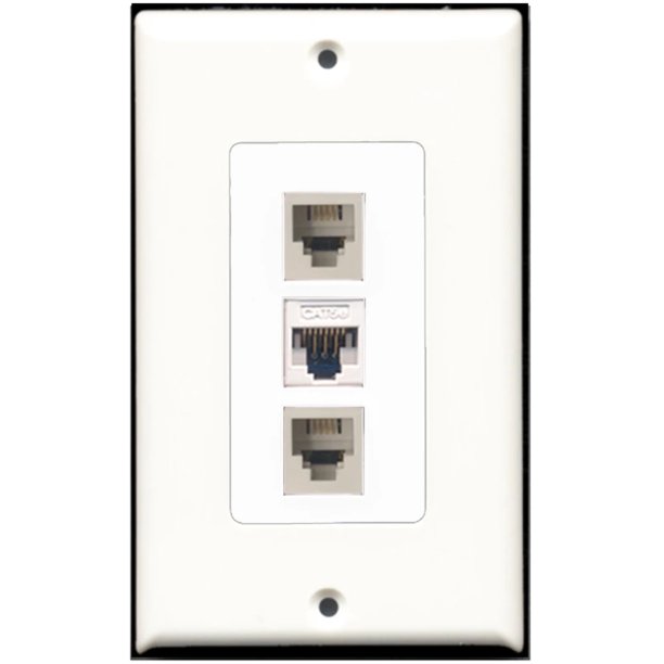 Ultra Spec Cables 2 Port Phone 1 Cat5e Wall Plate w/Female