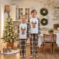 thumbnail image 3 of Family Matching Christmas Pajamas Set Plaid Reindeer Print Holiday Pajamas Sleepwear, 3 of 7