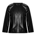 thumbnail image 6 of iiniim Girls Long Sleeve T-Shirt Shiny Metallic Dance Performance Tee Holographic Party Tops Dancewear Black 11-12, 6 of 7