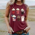 thumbnail image 4 of Women's American Flag Print Tank Top Summer Crew Neck Sleeveless Tee Tank Funny Casual 250th Anniversary Tee Shirts Wine, 4 of 4