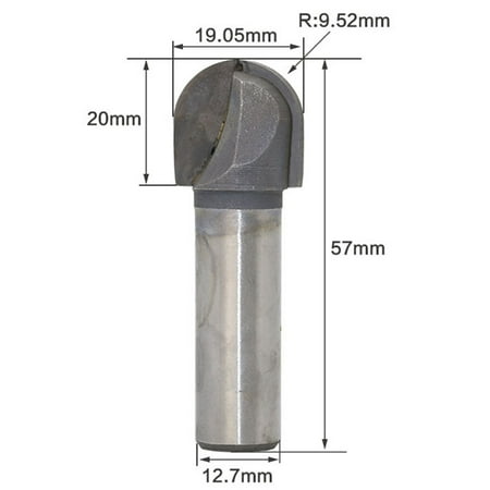 0.375 Inch Round Nose - 1/2 Inch Shank Core Box Ball Round Nose Router Bits 3/4 Inch Head Diameter Bits;1/2 Inch Shank Core Box Ball Round Nose Router Bits 3/4 Inch Head Diameter