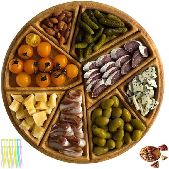 Puzzle Serving Tray Wood Food, Funny Puzzle Shaped Serving Tray with 8 Removable Compartments for Fruits, Nuts, Meats, Dips, Home Decor Gift for Coffee Table, Living Room, Kitchen