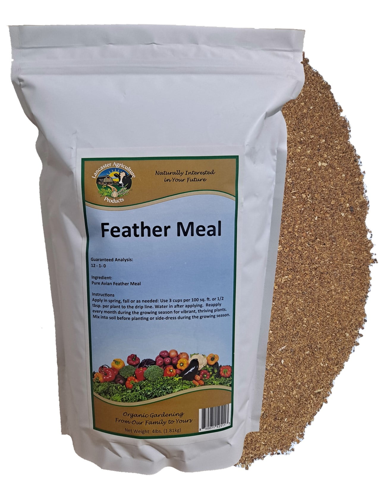 Feather Meal Fertilizer 4 Pounds for Gardens, Containers, Trees, Shrubs, Row Crops, Perfect for Corn, Tomatoes, Fall Harvested Vegetables - Lancaster Agriculture Products