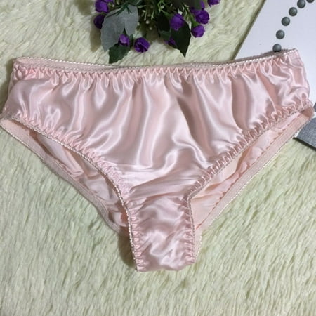 Luxury Silk Thongs Briefs Women Underwear Comfy Soft Breathable Panties Light Pink Xl