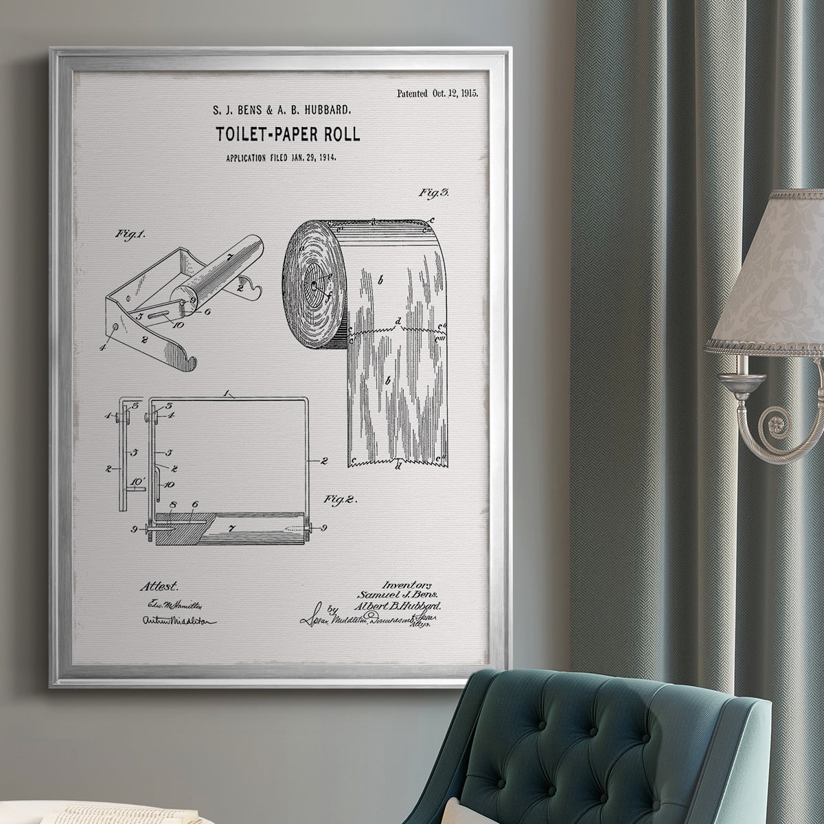 Toilet Paper Patent I Premium Classic Framed Print - Ready to Hang