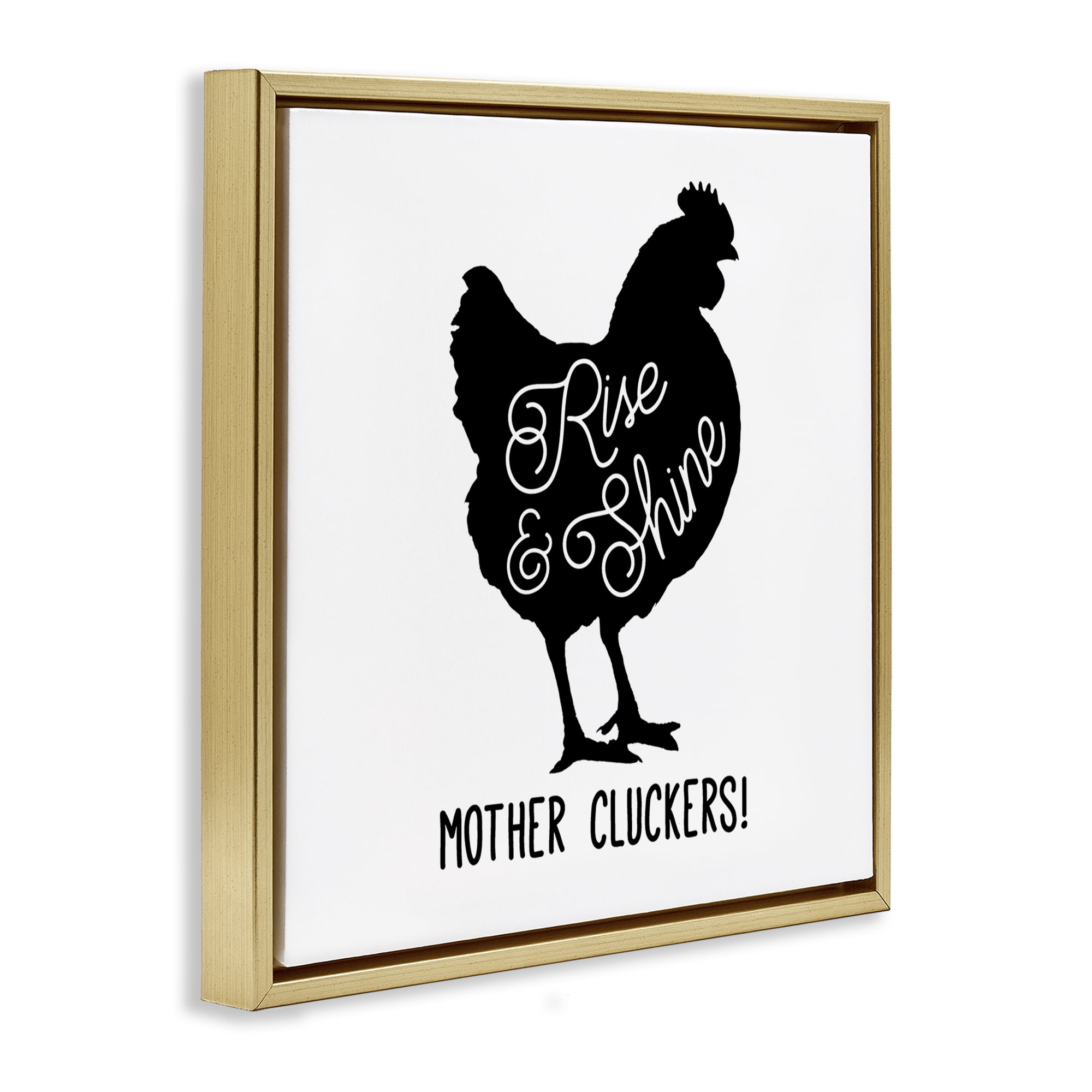Stupell Industries Sassy Rise & Shine Rooster Animals Painting Gold Floater Framed Canvas Art Print Wall Art, 25 x 25