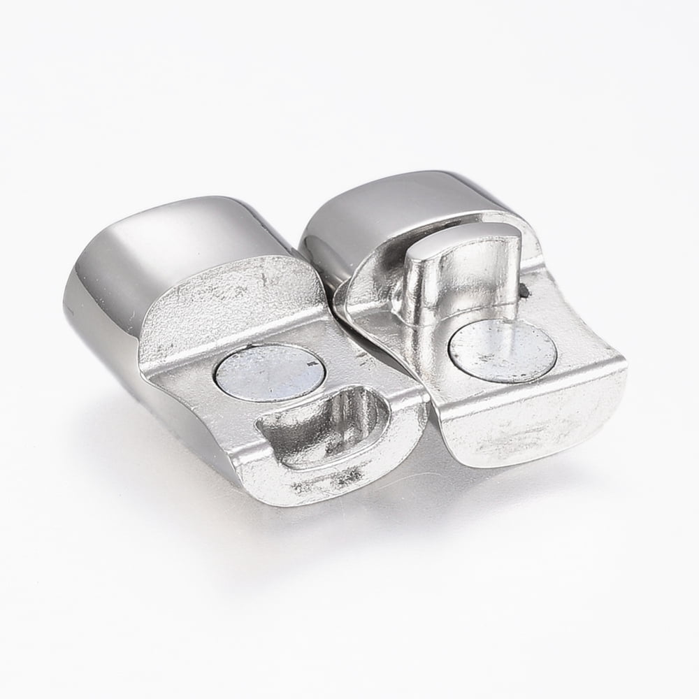 10 set Tarnish Resistant 304 Stainless Steel Magnetic Clasps with Glue-in Ends Rectangle Stainless Steel color 27x13x9mm Hole: 7x11mm