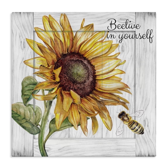 Stupell Industries Cottage Beelieve in Yourself Pun Canvas Art, 17 x 17, by Studio 731 rep. Levison Designs