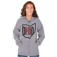 thumbnail image 3 of Ohio Pride OH Shaped Outline State Unisex Fleece Graphic Zip Up Hoodie Brisco Brands 2X, 3 of 5
