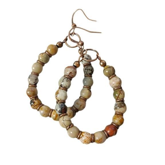 SDFGTstore Colorful Natural Stone Earrings with Beaded Charm Ideal for Music Festivals