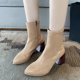 thumbnail image 2 of NECHOLOGY Botas Mujer Adulto Femenino Zapatos Botines mujer Botas de mujer Cómodo Punta estrecha Tacón grueso Cremallera lateral Color sólido Otoño e invierno (Khaki, 10), 2 of 7