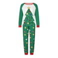 thumbnail image 5 of Inevnen Christmas Family Pajamas Matching Set, Tree Print Long Sleeve Top with Stars Print Pants, 5 of 6